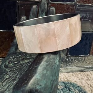 Wide Mother of Pearl Bangle Bracelet Iridescent Shell Mosaic,l Made Philippines